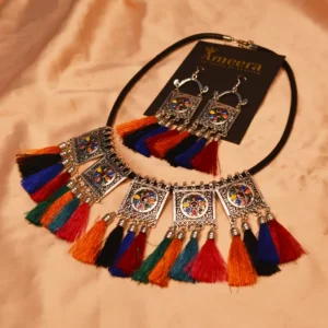 Handmade Multi Color Tassel Necklace Ameera