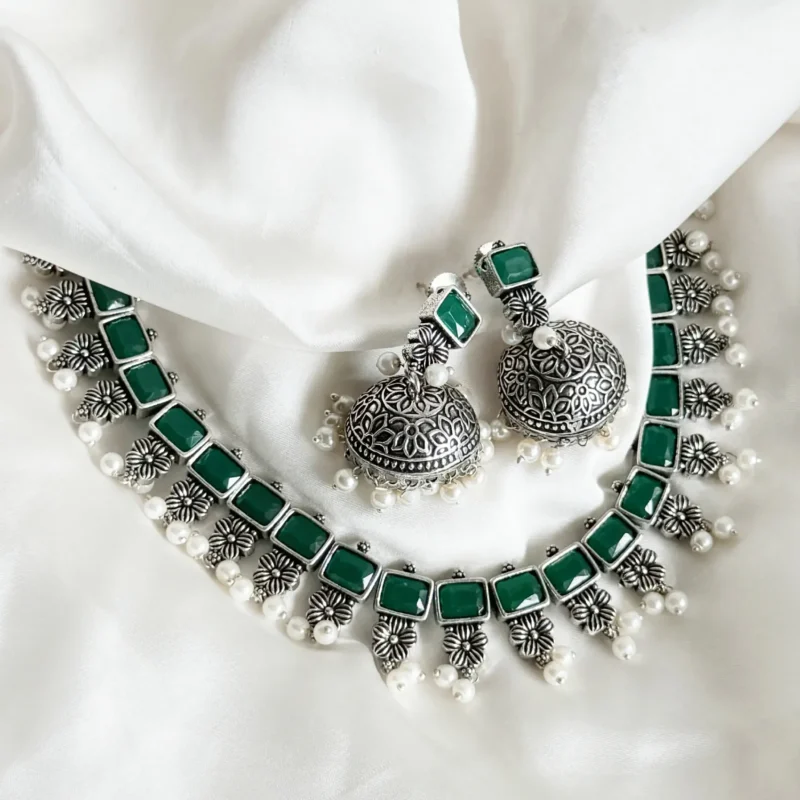 Oxidized German Silver Statement Choker Set Article 1