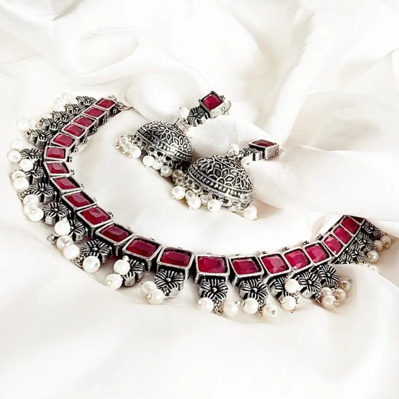 Oxidized German Silver Statement Choker Set Article 2 - Image 2
