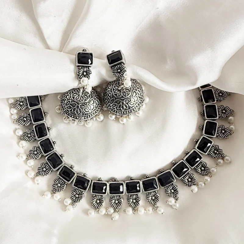 Oxidized German Silver Statement Choker Set Article 3
