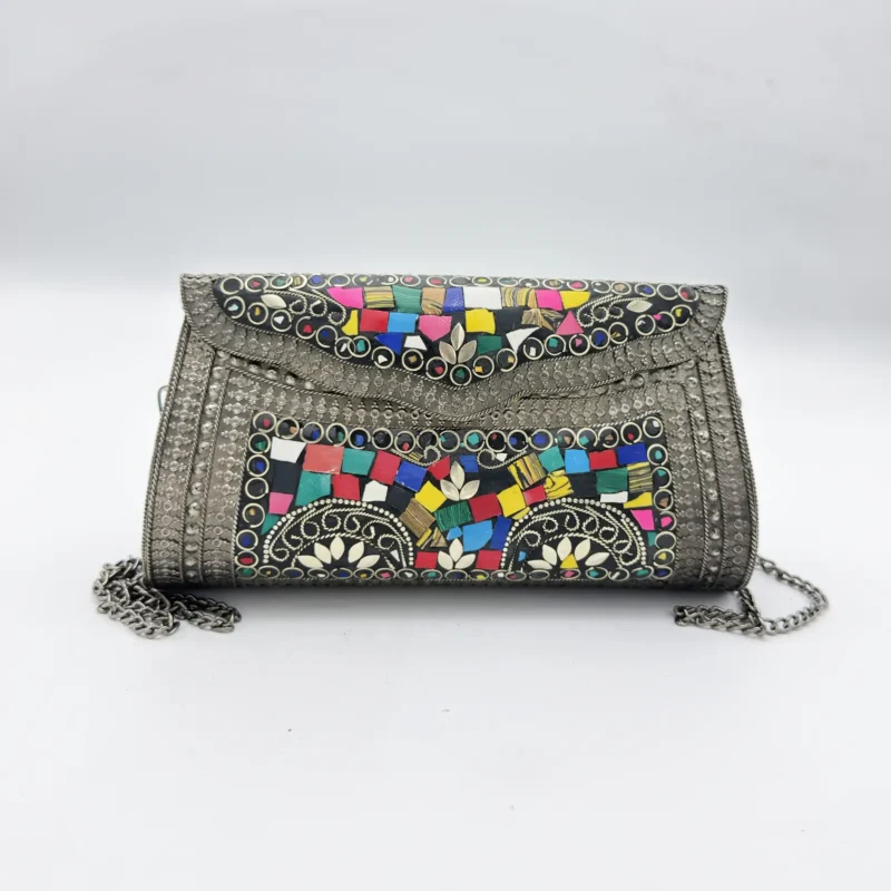 Antique Handcrafted Mosaic Metal Clutch Article 19