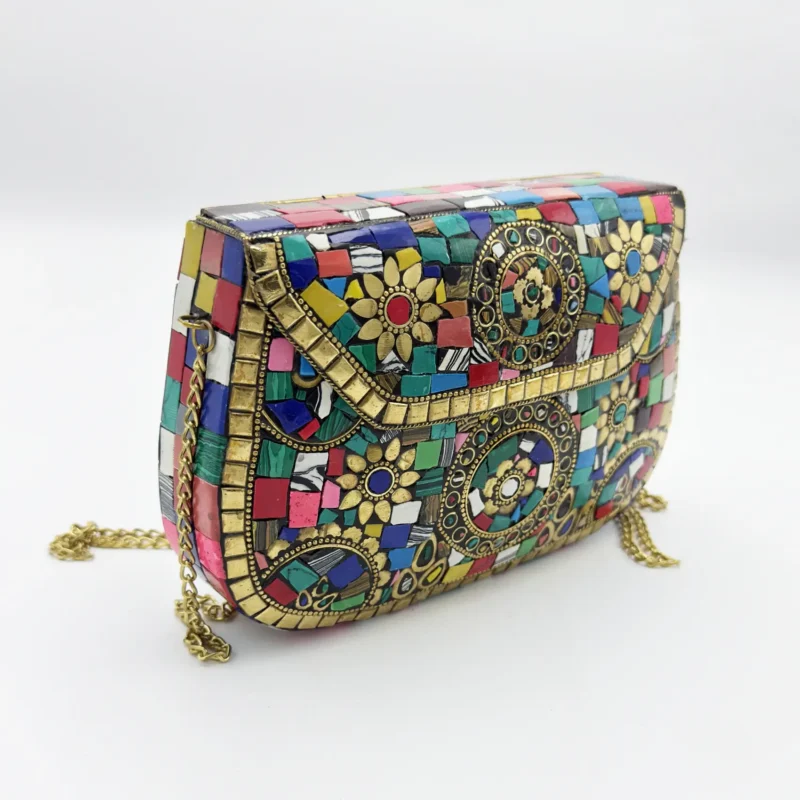 Antique Handcrafted Mosaic Metal Clutch Article 21 - Image 3