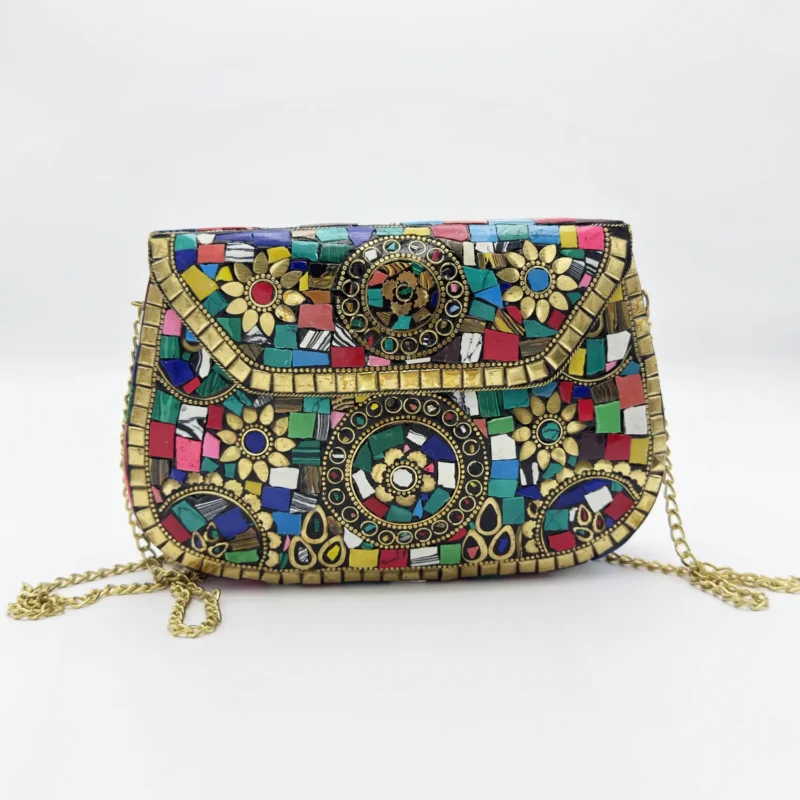 Antique Handcrafted Mosaic Metal Clutch Article 21