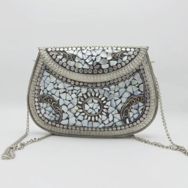 Antique Handcrafted Mosaic Metal Clutch Article 23