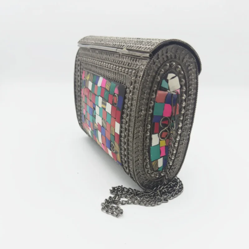 Antique Handcrafted Mosaic Metal Clutch Article 24 - Image 2