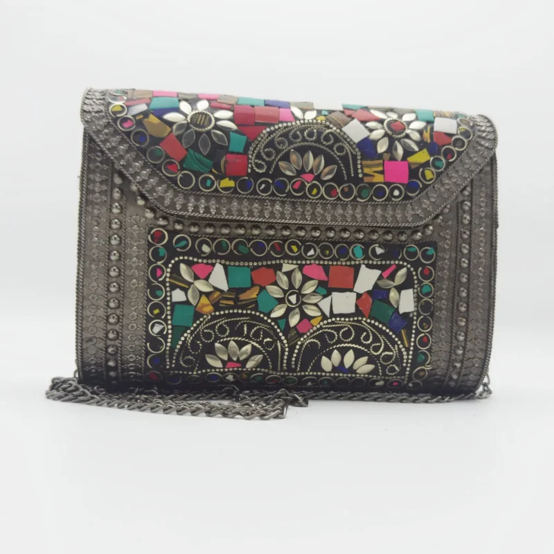 Antique Handcrafted Mosaic Metal Clutch Article 24