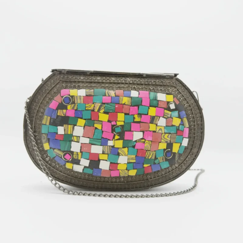 Antique Handcrafted Mosaic Metal Clutch Article 26 - Image 2