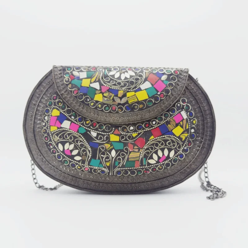 Antique Handcrafted Mosaic Metal Clutch Article 26