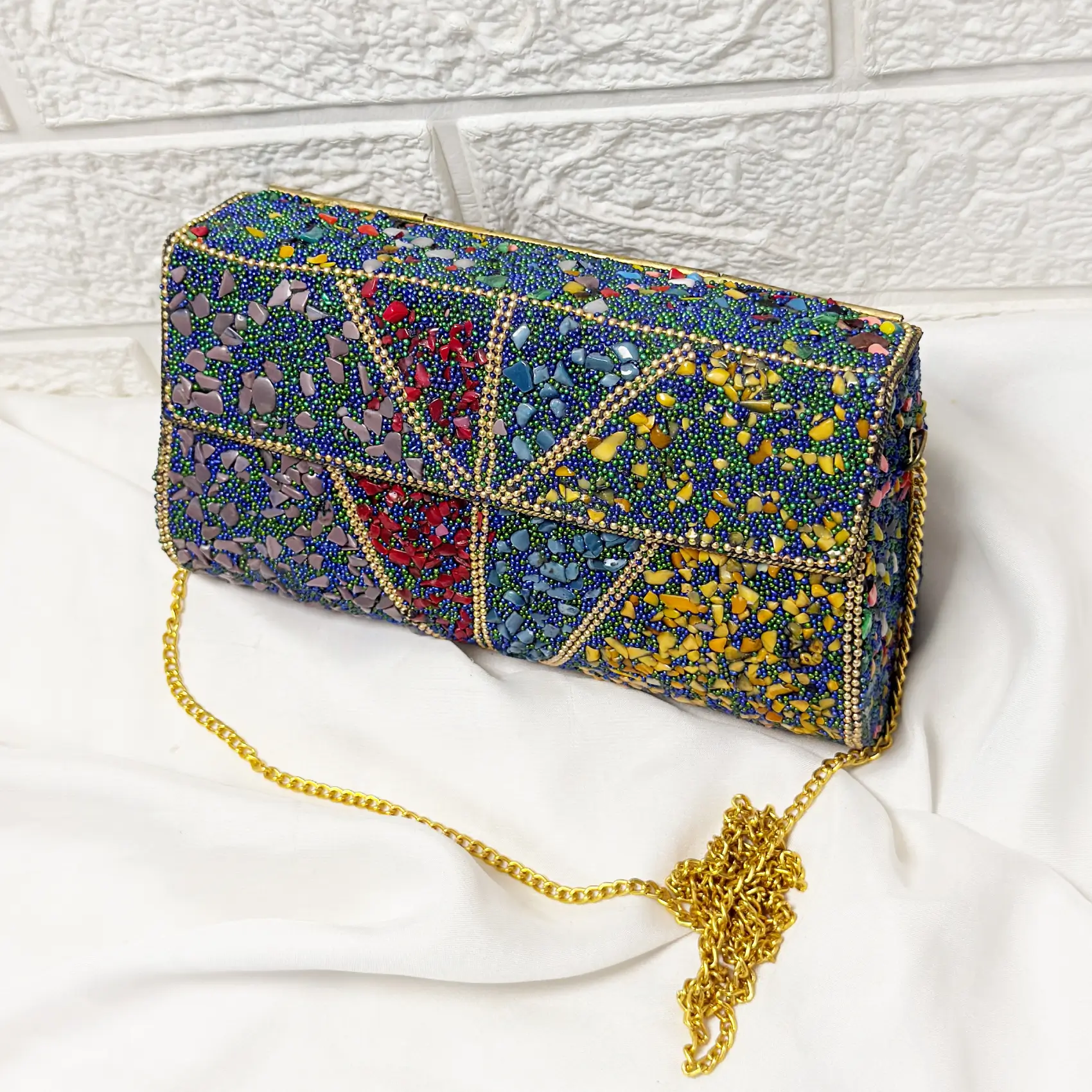 Antique Handcrafted Mosaic Metal Clutch Article 27 - Image 4