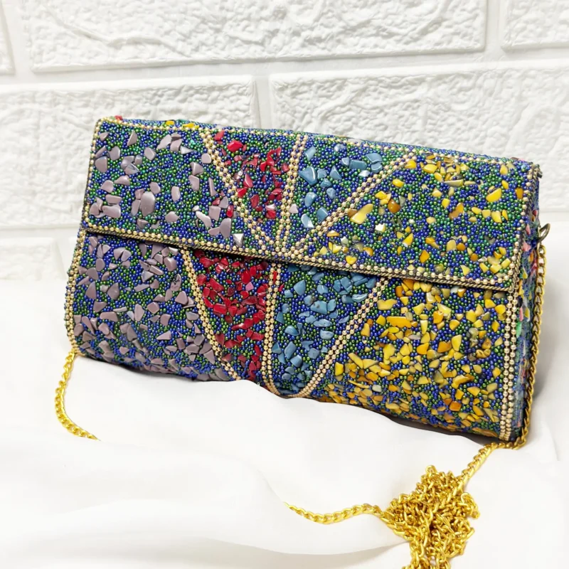 Antique Handcrafted Mosaic Metal Clutch Article 27