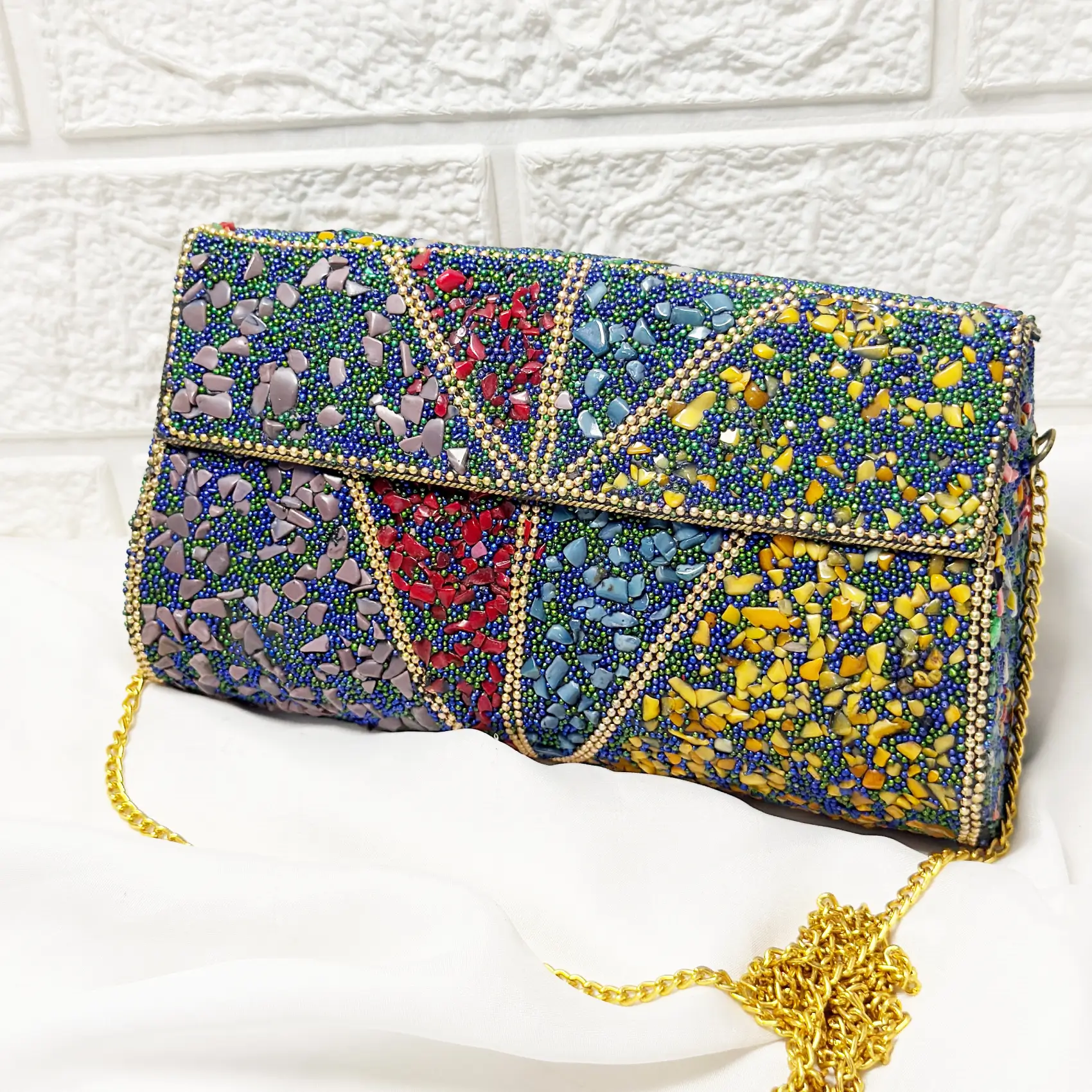 Antique Handcrafted Mosaic Metal Clutch Article 27