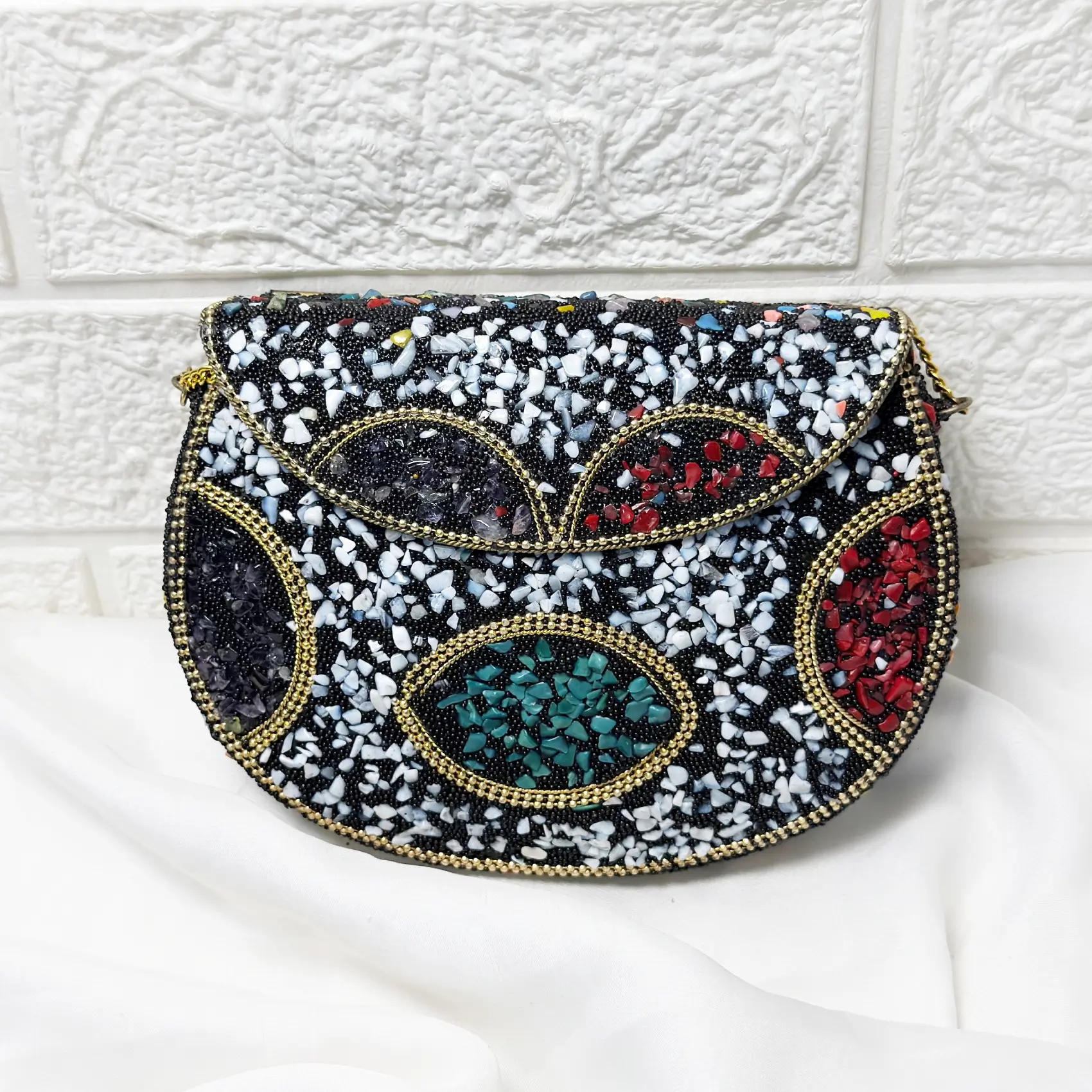 Antique Handcrafted Mosaic Metal Clutch Article 28