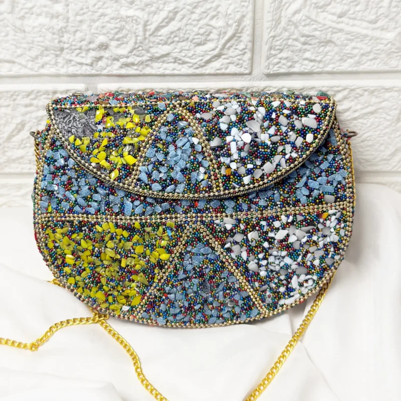 Antique Handcrafted Mosaic Metal Clutch Article 29