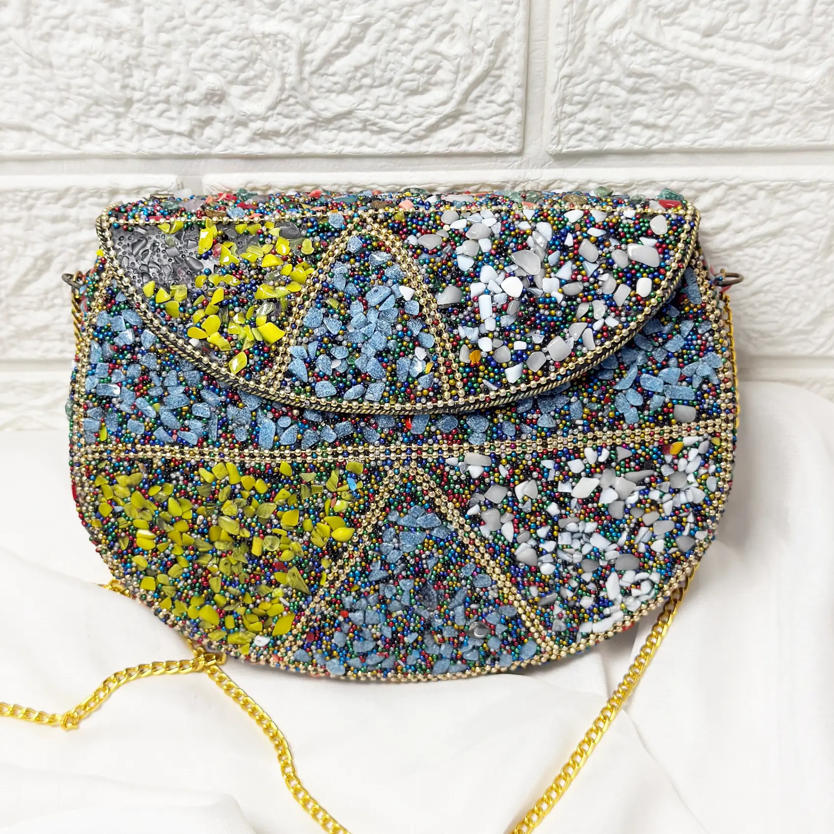 Antique Handcrafted Mosaic Metal Clutch Article 29